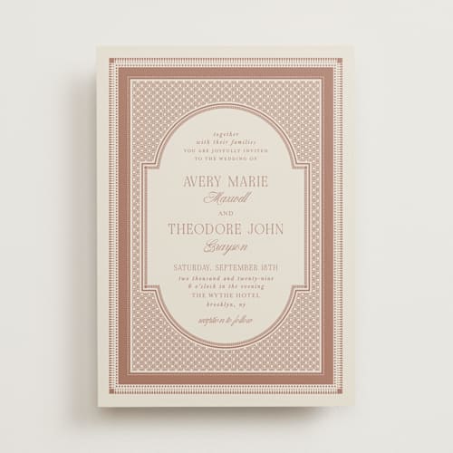 This is a cappuccino wedding invitations with standard by Kelly Watkins called literary printing on signature in standard
