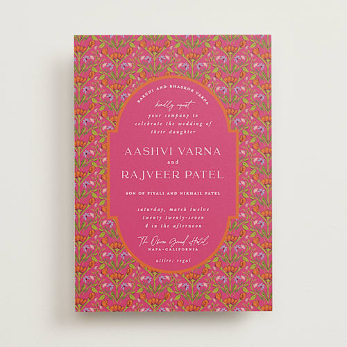 This is a fuchsia wedding invitations with standard by Pati Cascino called varna printing on signature in standard