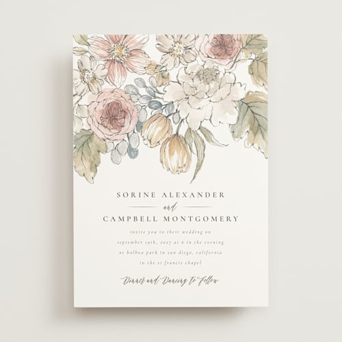 This is a garden rose wedding invitations with standard by Wildfield Paper Co called summer garden printing on signature in standard