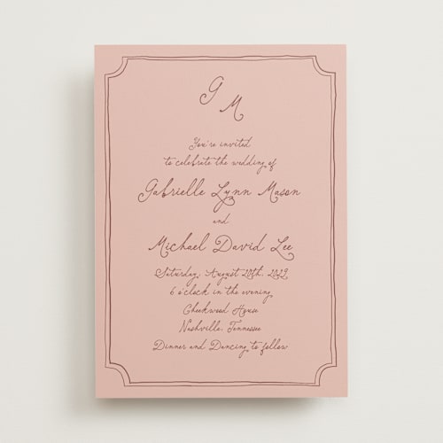 This is a rose bud wedding invitations with standard by Kelly Watkins called felicity printing on signature in standard