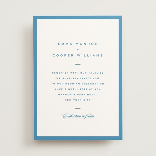 This is a cerulean wedding invitations with standard by Kristie Kern called the emma printing on signature in standard