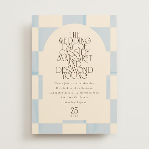 This is a ivory wedding invitations with standard by Baumbirdy called checker wash printing on signature in standard
