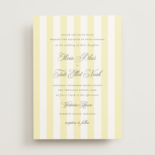 This is a sunshine wedding invitations with standard by Sara Hicks Malone called westview printing on signature in standard