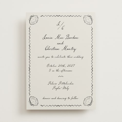 This is a rock wedding invitations with standard by Pati Cascino called puglia printing on signature in standard