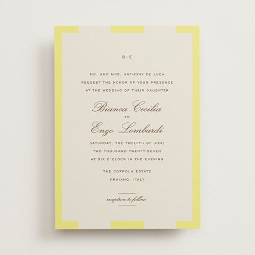 This is a limone wedding invitations with standard by Megan Davis called campania printing on signature in standard