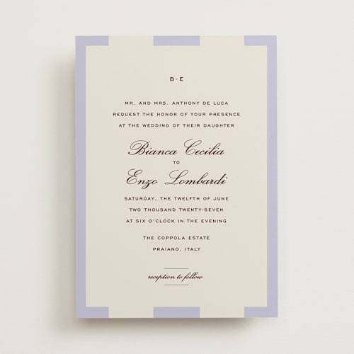 This is a viola wedding invitations with standard by Megan Davis called campania printing on signature in standard