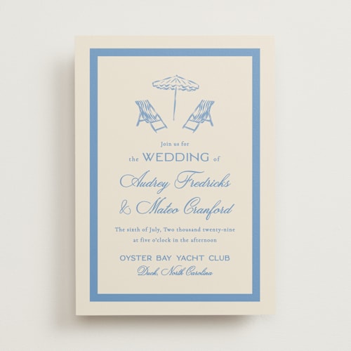 This is a sky wedding invitations with standard by Jackie Crawford called kitty hawk printing on signature in standard
