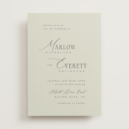 This is a spring wedding invitations with standard by Kelly Schmidt called scripted initials printing on signature in standard