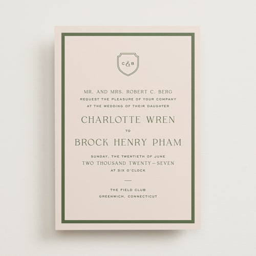 This is a fern wedding invitations with standard by Megan Davis called racquet printing on signature in standard