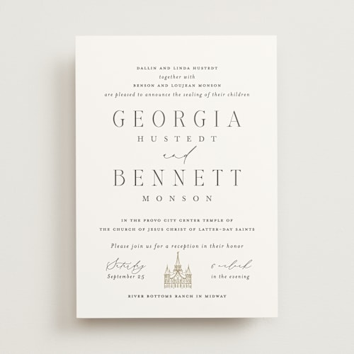 This is a cotton wedding invitations with standard by Erin L. Wilson called city center printing on signature in standard