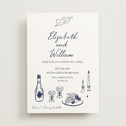This is a midnight wedding invitations with standard by Helena Vitto called vintage lovers printing on signature in standard