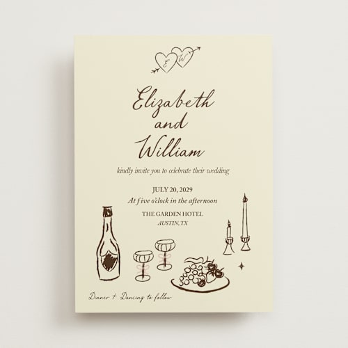 This is a antique wedding invitations with standard by Helena Vitto called vintage lovers printing on signature in standard
