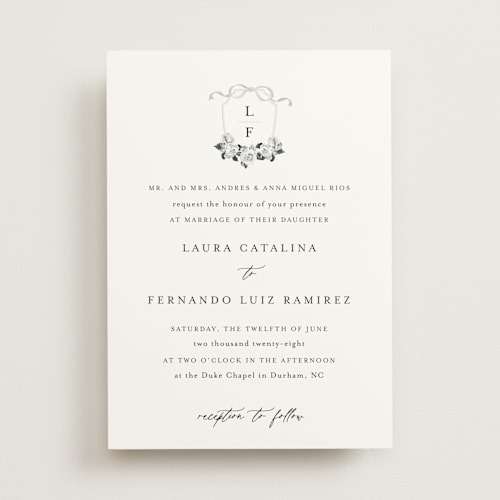 This is a grayscale wedding invitations with standard by Design Lotus called be with you printing on signature in standard