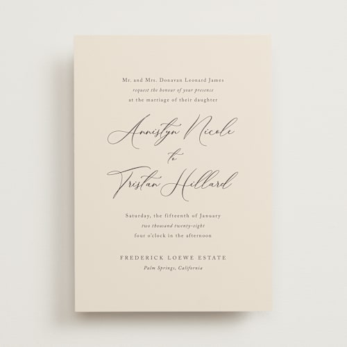 This is a mocha wedding invitations with standard by Jennifer Postorino called love story printing on signature in standard