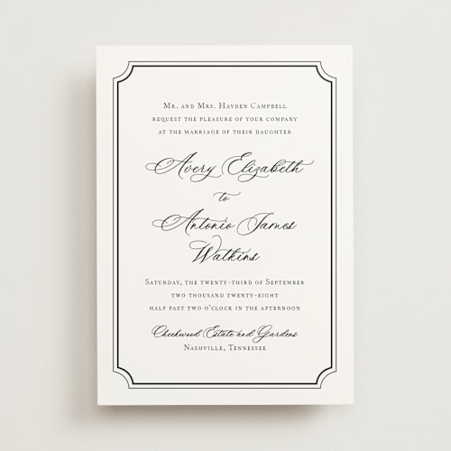 This is a onyx wedding invitations with standard by Jennifer Postorino called avery printing on signature in standard