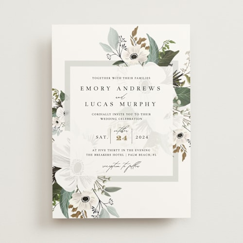 This is a pistachio wedding invitations with standard by Nicole Whiddon called inverness printing on signature in standard