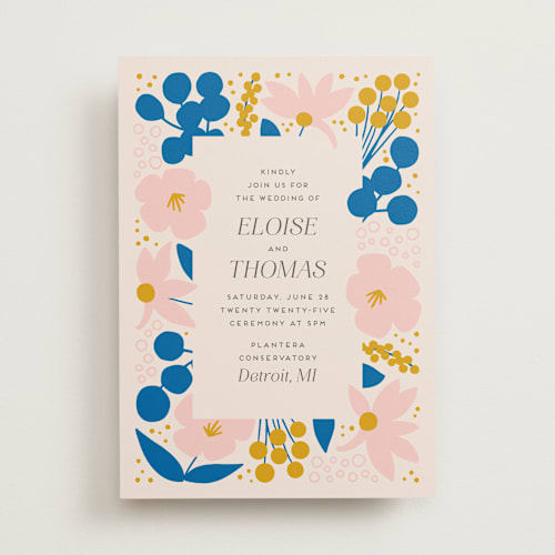 This is a cobalt wedding invitations with standard by Genna Blackburn called blossoms abound printing on signature in standard