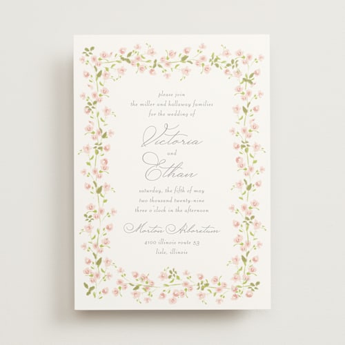 This is a peony wedding invitations with standard by Baumbirdy called rosebud printing on signature in standard