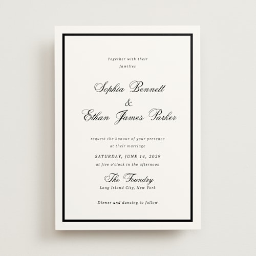 This is a mystic raven wedding invitations with standard by Cass Loh called chic union printing on signature in standard
