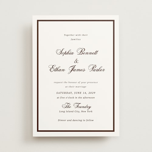 This is a espresso noir wedding invitations with standard by Cass Loh called chic union printing on signature in standard