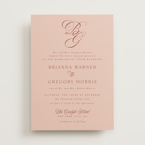 This is a clay wedding invitations with standard by Everett Paper Goods called carlyle printing on signature in standard