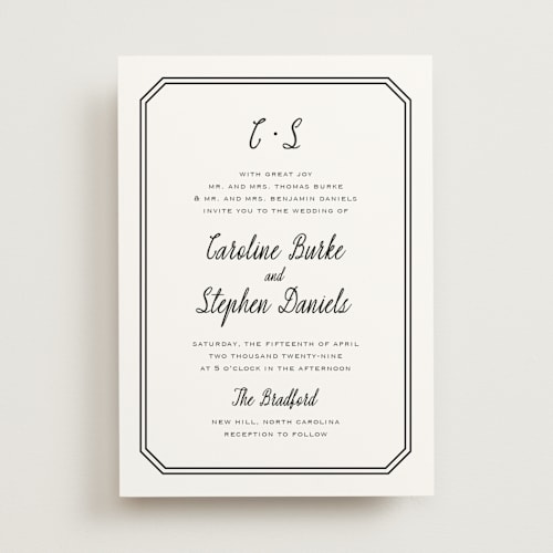 This is a tuxedo wedding invitations with standard by Carolyn MacLaren called deluxe printing on signature in standard