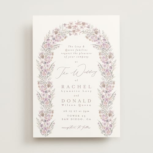 This is a antique wedding invitations with standard by Phrosné Barwood called floral arch printing on signature in standard