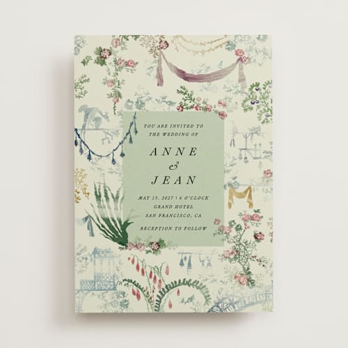This is a greenhouse wedding invitations with standard by Sumak Studio called chinoiserie printing on signature in standard