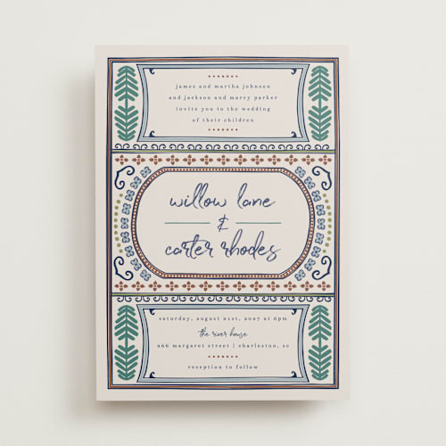 This is a neptune wedding invitations with standard by Kelly Watkins called vase printing on signature in standard