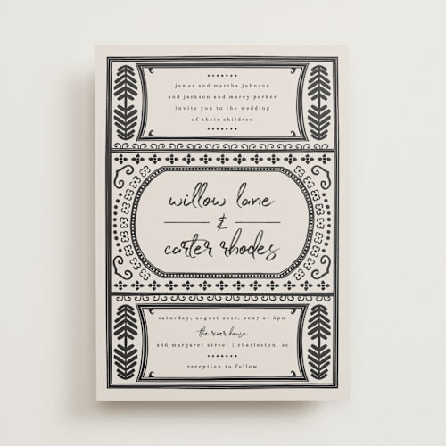 This is a midnight wedding invitations with standard by Kelly Watkins called vase printing on signature in standard