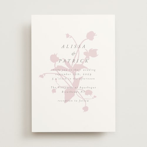 This is a blush wedding invitations with standard by AK Graphics called autumnal printing on signature in standard