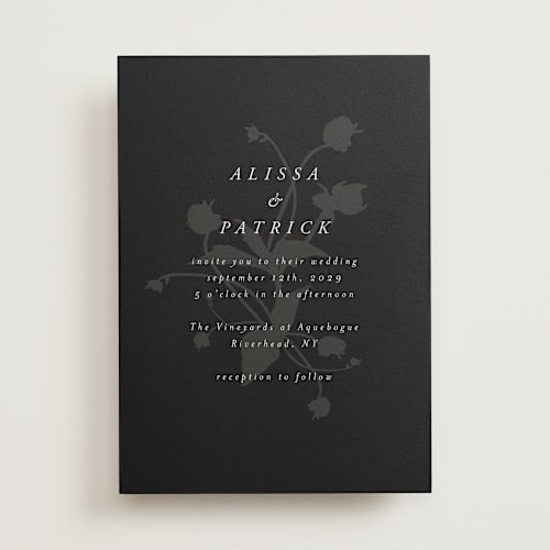 This is a noir wedding invitations with standard by AK Graphics called autumnal printing on signature in standard