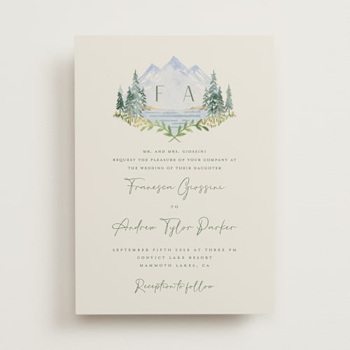 This is a summer wedding invitations with standard by Petra Kern called miniature mountainscape printing on signature in standard