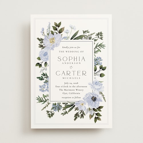 This is a lilac wedding invitations with standard by Susan Moyal called botanical love printing on signature in standard