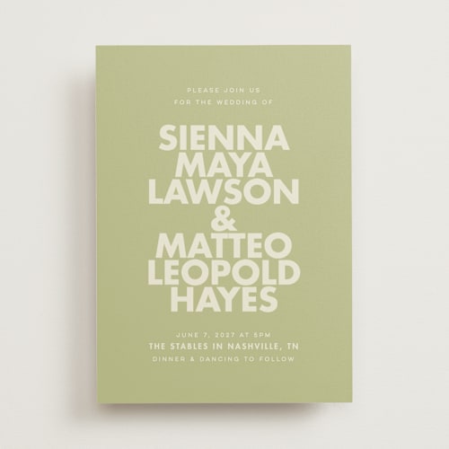 This is a lime wedding invitations with standard by Ellen Schlegelmilch called sienna printing on signature in standard