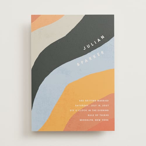 This is a sunset wedding invitations with standard by Robin Ott called canyon wall printing on signature in standard