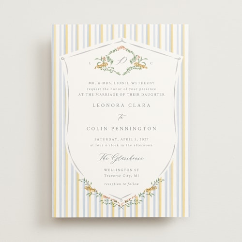 This is a lemon wedding invitations with standard by Corinne Malesic called vintage whimsy printing on signature in standard