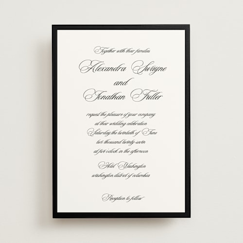This is a ink wedding invitations with standard by That Girl Press called black tie printing on signature in standard