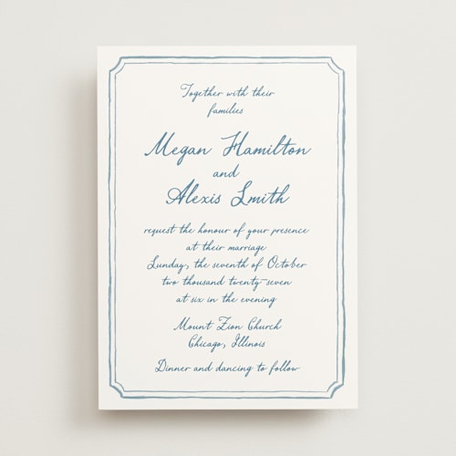 This is a neptune wedding invitations with standard by Cass Loh called handwritten printing on signature in standard