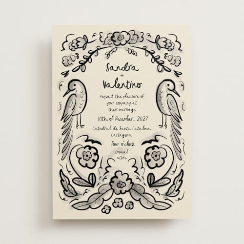 This is a ink wash wedding invitations with standard by Ani Somi called santa catalina printing on signature in standard