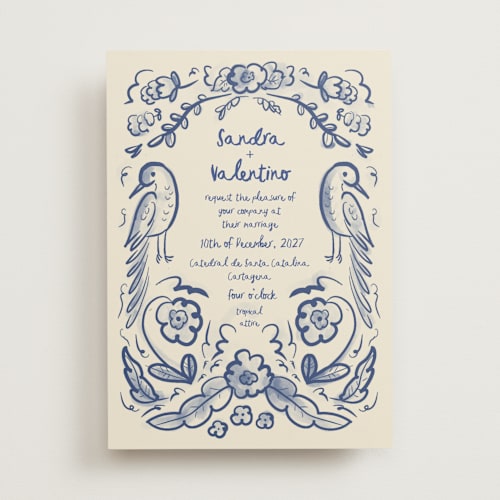 This is a marseille bleu wedding invitations with standard by Ani Somi called santa catalina printing on signature in standard