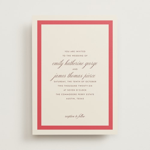 This is a berry wedding invitations with standard by Megan Davis called montauk printing on signature in standard