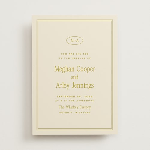 This is a chartreuse wedding invitations with standard by Ellen Schlegelmilch called cherry printing on signature in standard