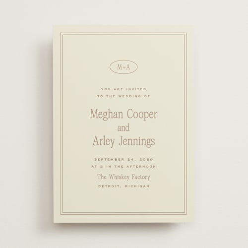 This is a almond wedding invitations with standard by Ellen Schlegelmilch called cherry printing on signature in standard