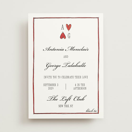 This is a lily wedding invitations with standard by Pati Cascino called two hearts printing on signature in standard