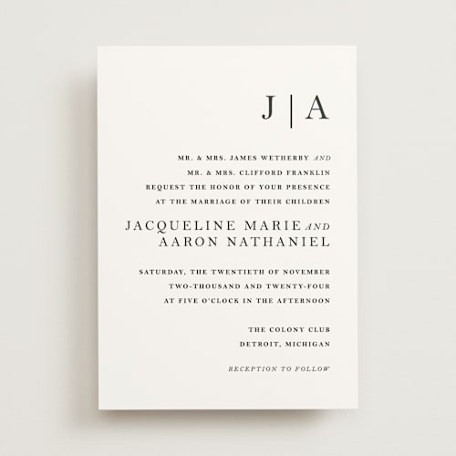 This is a sea salt wedding invitations with standard by Snow and Ivy called sophistotype printing on signature in standard