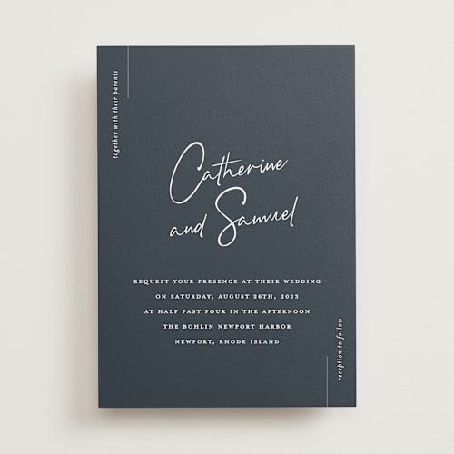This is a marine wedding invitations with standard by Sandra Picco Design called proposal printing on signature in standard