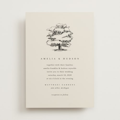 This is a dove wedding invitations with standard by Amy Kross called white oak printing on signature in standard