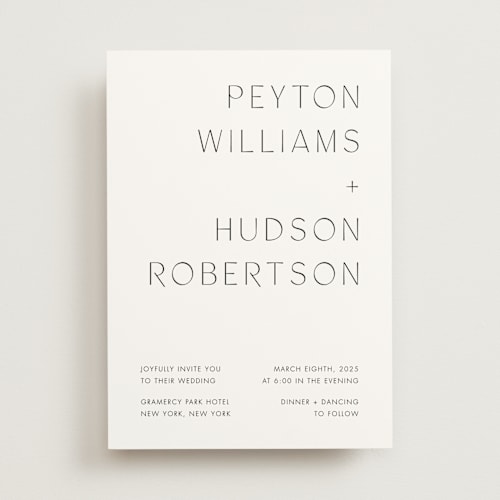 This is a cotton wedding invitations with standard by Blustery August called juniper printing on signature in standard