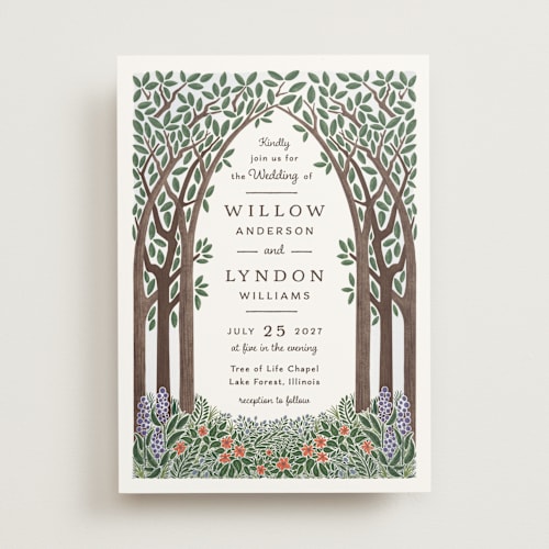 This is a forest wedding invitations with standard by Paper Sun Studio called nature's chapel printing on signature in standard